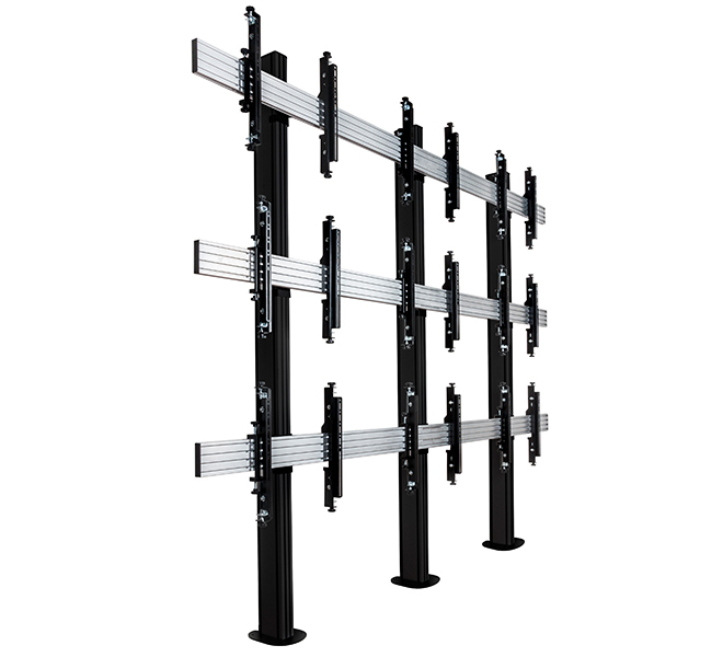 B-TECH SYSTEM X - 3 x 3 Universal Bolt-Down Videowall Mounting System with Micro-Adjustment for 55-60" Displays BT8372-3x3-60/BB