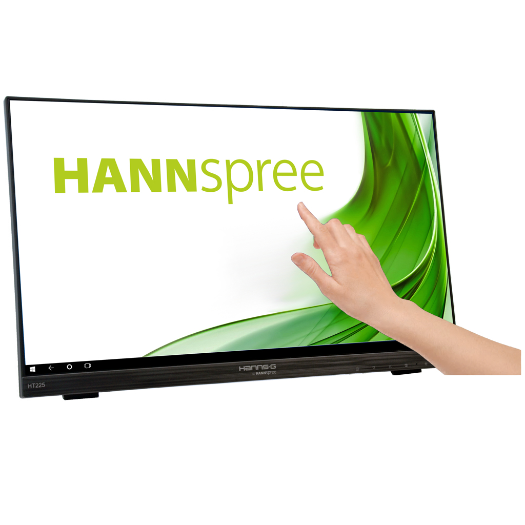 Touchscreen-Monitor, Flachbildschirm, Schwarzes Gehäuse, Breitbild, Hanns.G HT225