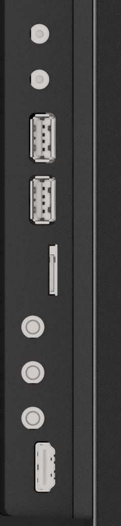 usb ports, hdmi, displayport, front panel, card slot