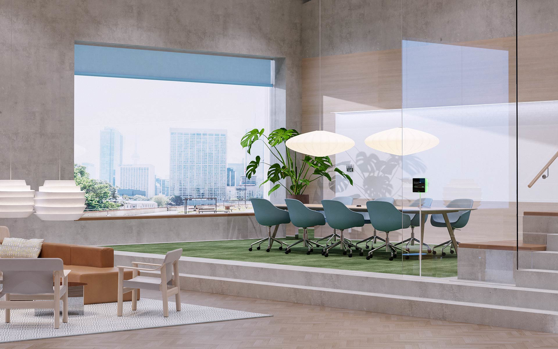 Büro, Konferenz, Besprechungsraum, Stühle, Pflanze