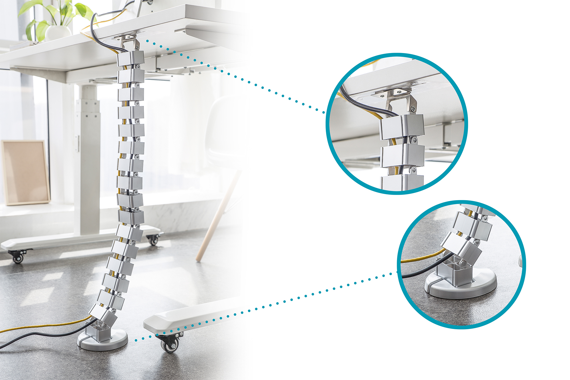 Arbeits Tisch, verstellbare Bein, Metallrahmen, Kabel, Büromöbel