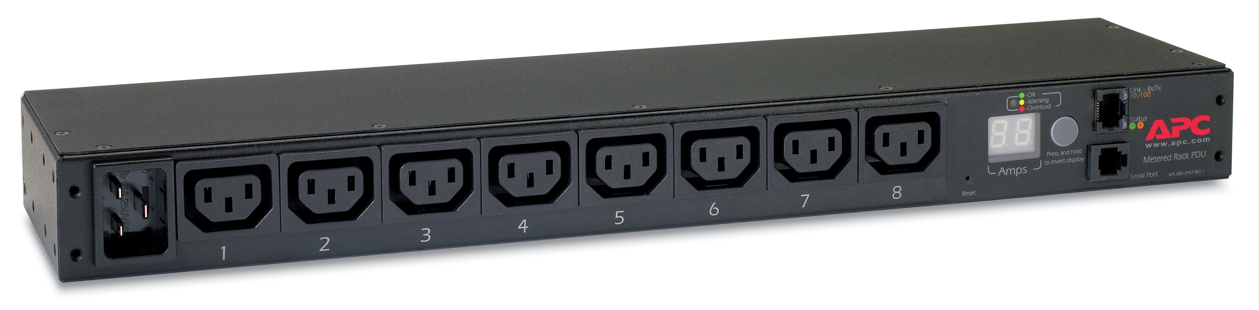 APC AP7821B - RACK PDU, METERED, 1U, 16A, 208/230V, (8) C13 APC AP7821B - RACK PDU, METERED, 1U, 16A, 208/230V, (8) C13