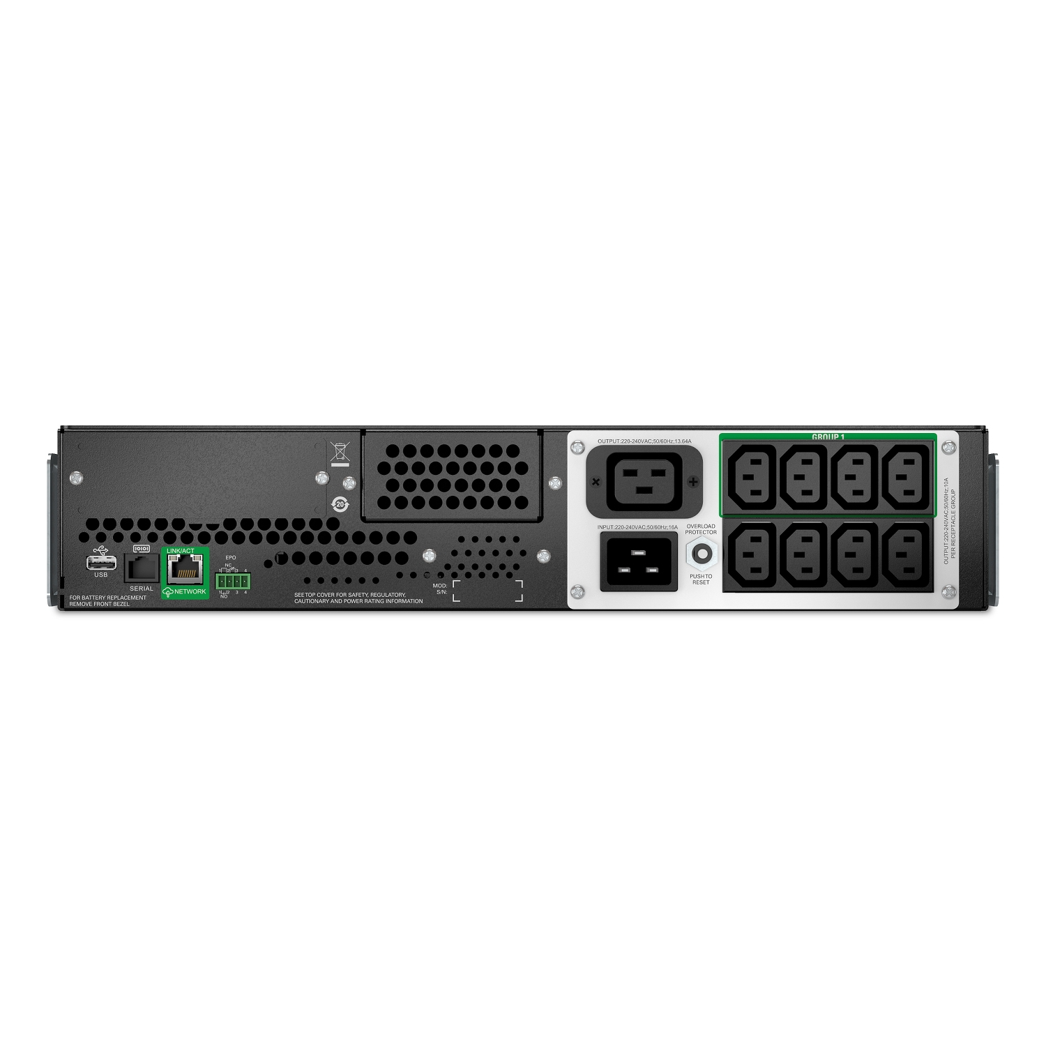 Rack-mount Netzteil, Unterbrechungsfreies Netzteil, 24-polige Ausgänge, IEC C13/C14 Anschlüsse, Netzwerk-Erweiterung
