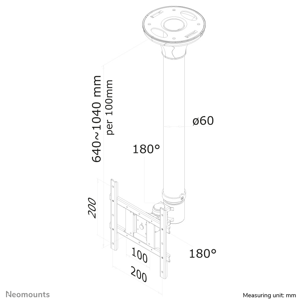 Neomounts FPMA-C200 - Befestigungskit ( Deckenmontage ) für LCD-Display - Schwarz