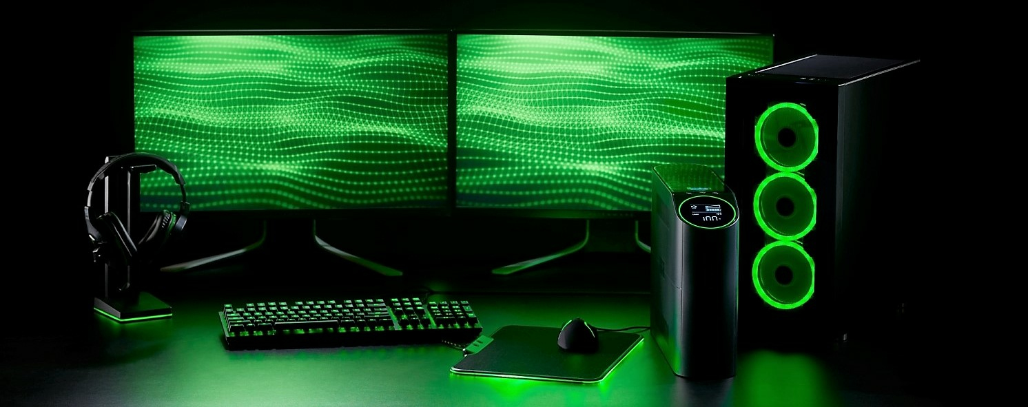 APC Back-UPS Pro 2200VA for Gaming, 230V, Pure Sinewave, LCD, Black, Schuko