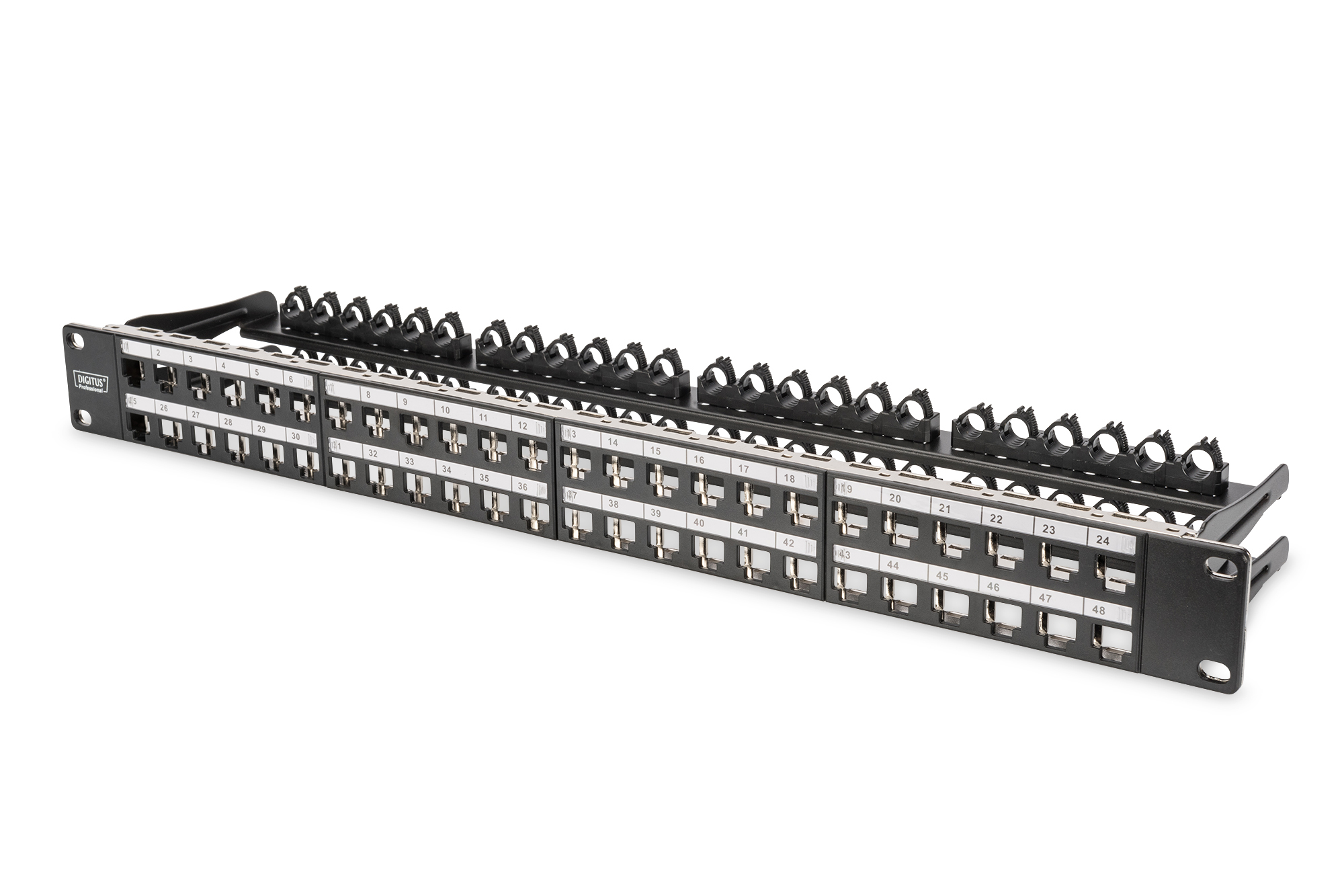 Patch panel, RJ45, DIN rail, 24-Port, Netzwerk