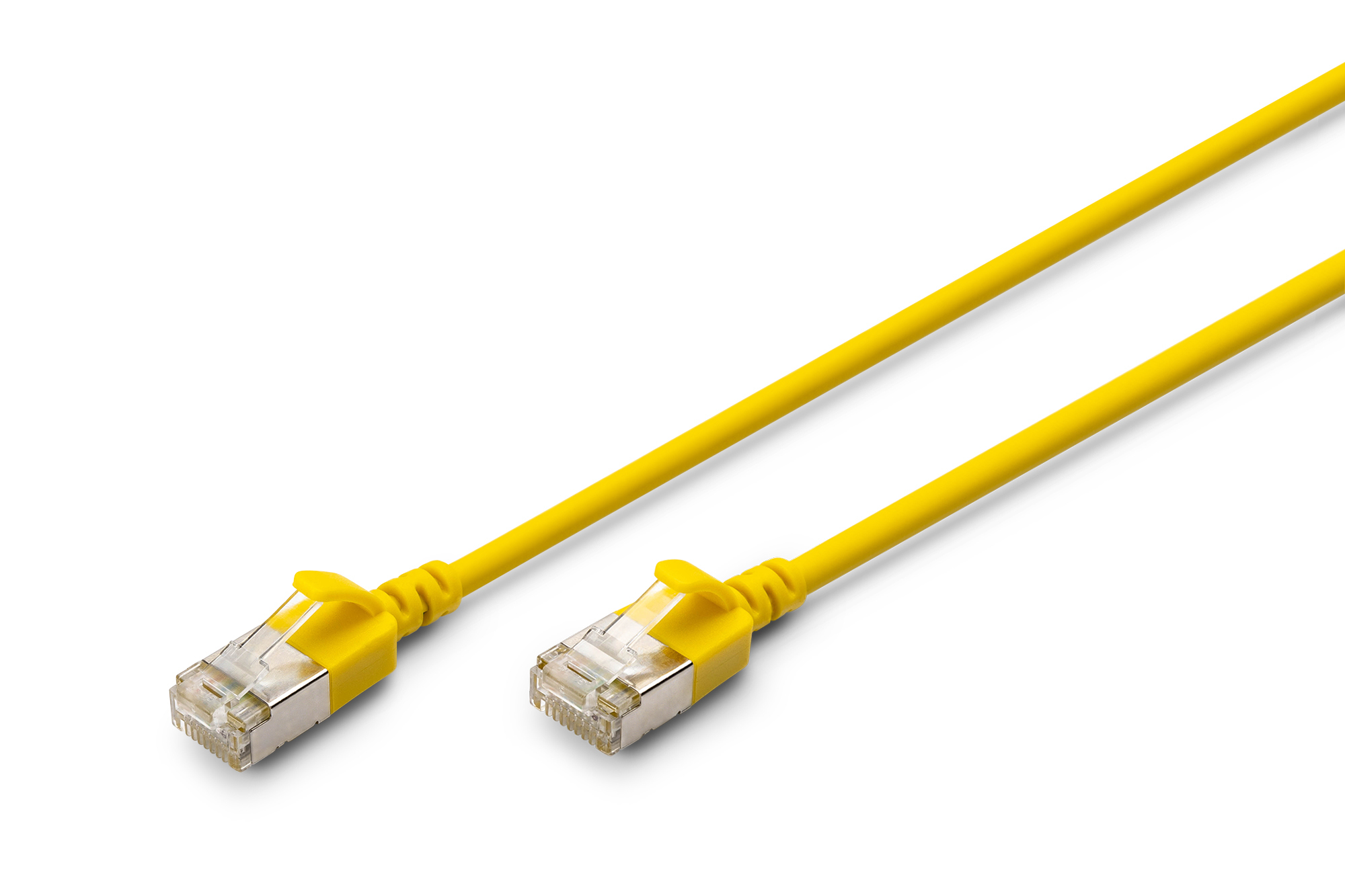 DIGITUS DK-1632-A-003S-Y, CAT 6A F-FTP Slim Patchkabel, kupfer, LSZH AWG 32/7, Länge 0.3m, Gelb Kabel, Rauchrohr