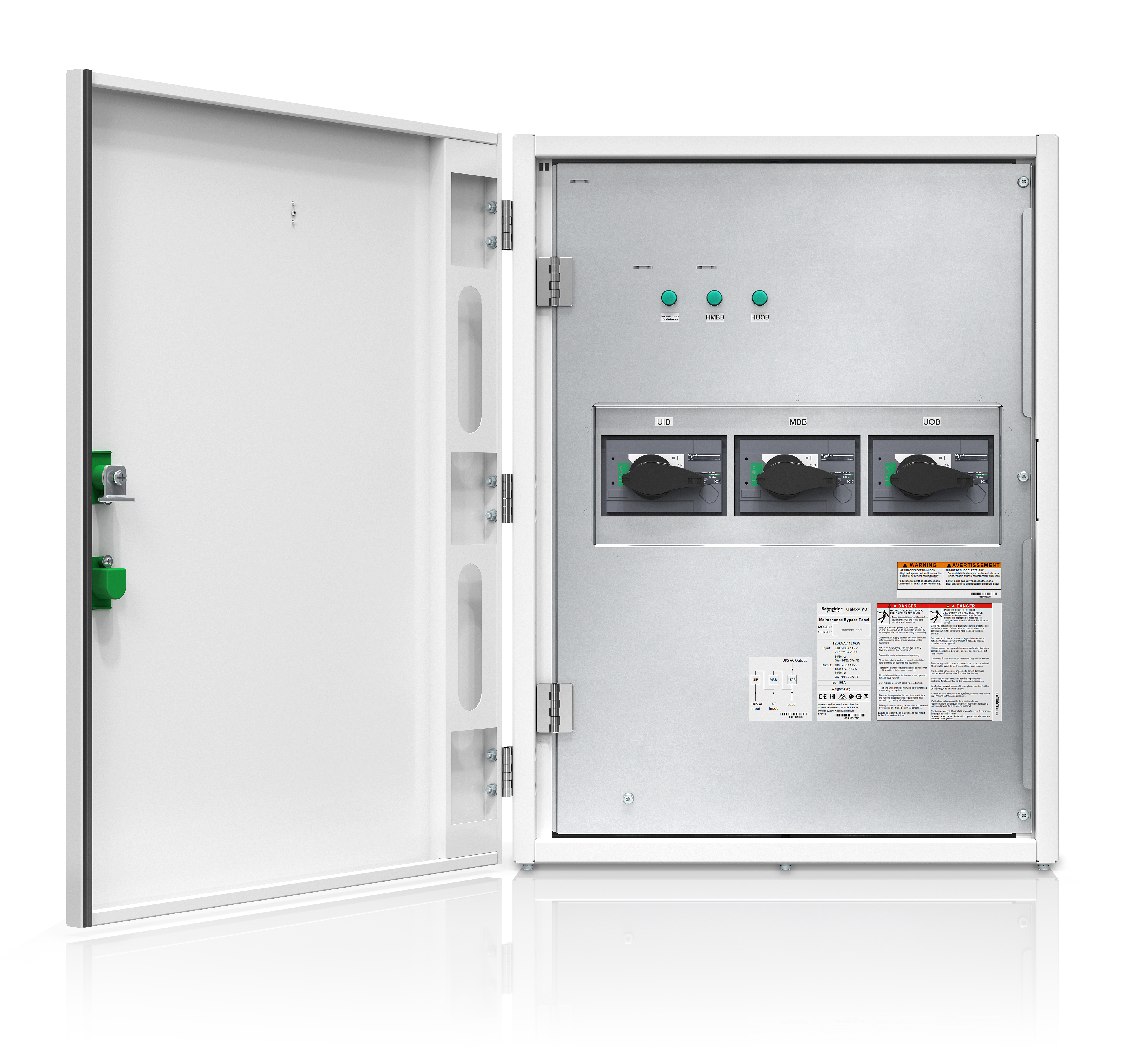 APC GVSBPSU80K120H - Maintenance Bypass Panel, single unit, 80-120kW 400V wallmount, for Galaxy VS and Easy UPS 3S/3M