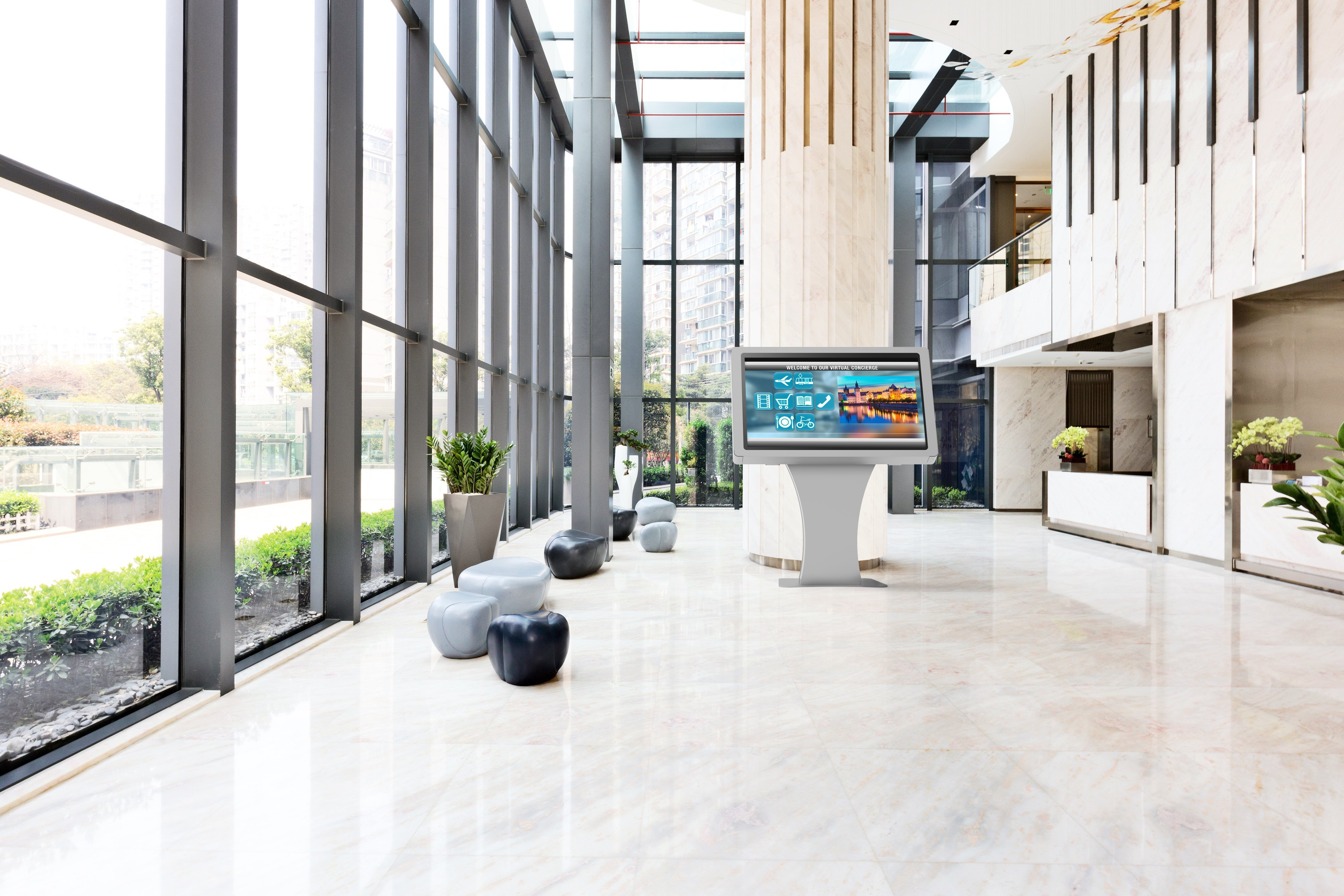 Peerless-AV Kiosk 49" Landscape KILH549-S-EUK Fußboden, Drinnen, Foyer, Pflanze, Überwachen