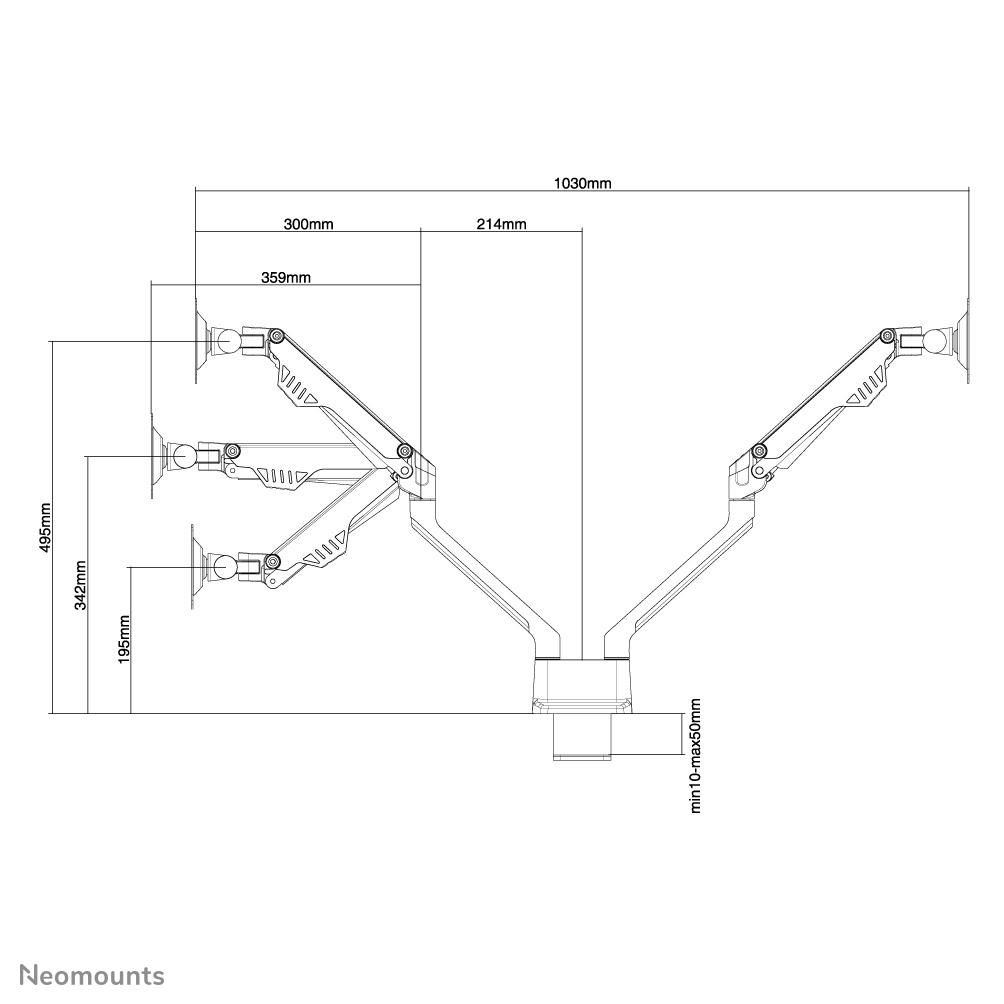 Neomounts Monitor-Tischhalterung - Klemme /Bolzen - 8 kg - 25,4 cm (10 Zoll) - 81,3 cm (32 Zoll) - 100 x 100 mm - Silber