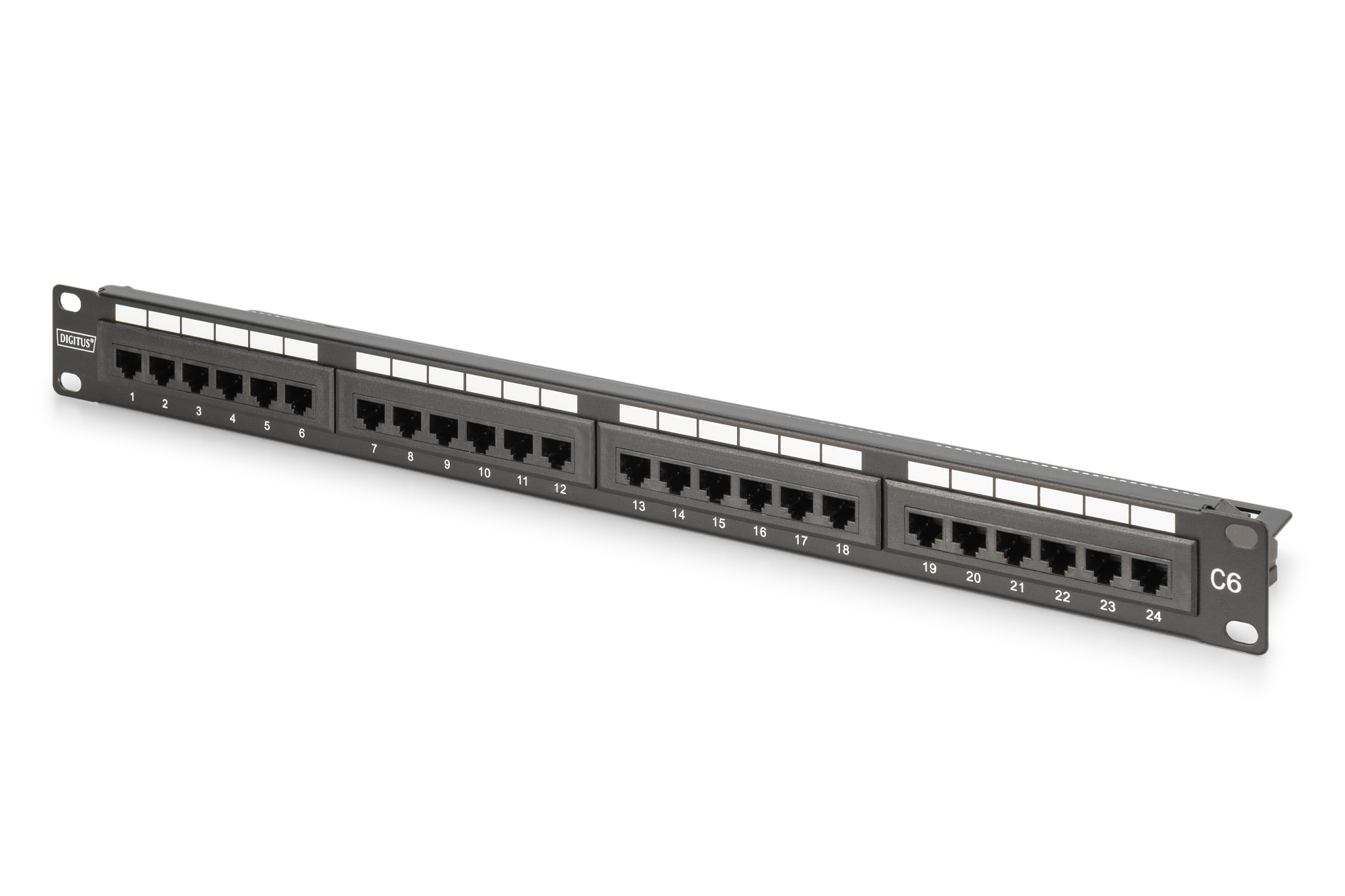 DIGITUS DN-91624U Patchpanel CAT 6 Klasse E ungeschirmt 24-Port 1HE                            8P8C LSA Schwarz RAL 9005 DN-91624 Elektronik, Hardware, Computerausrüstung