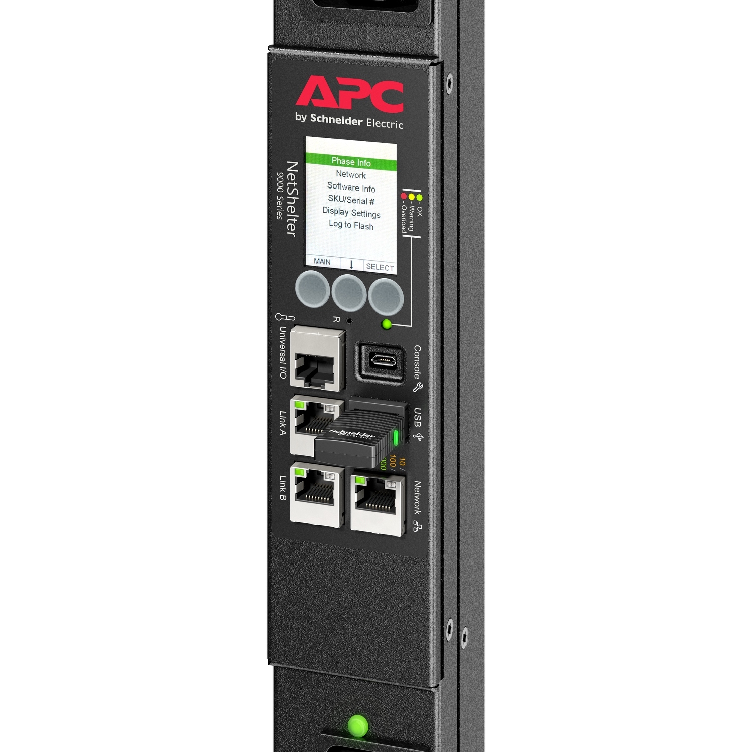 PLC-Modul, Ethernet-Switch, USB-Port, RJ45-Anschlüsse, Schneider APC-Markenzeichen nicht verwenden