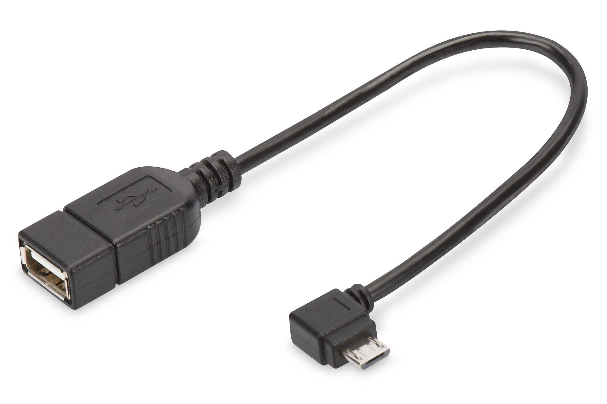 USB 2.0 Kabel, USB-A zu Micro-B, Datenkabel, schwarzes Kabel, kurzes Kabel