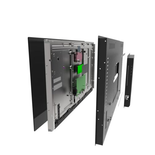 servergehäuse, Rackmontage Panel, innere Komponenten, grüne Karte, schwarze Gehäuse