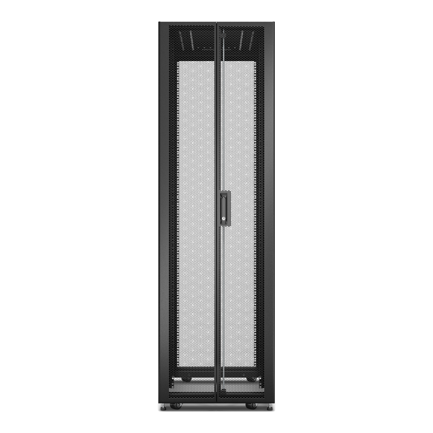 Serverrack, Netzwerk-Schrank, schwarzmetall, Doppeltür, Glas-Maschendraht
