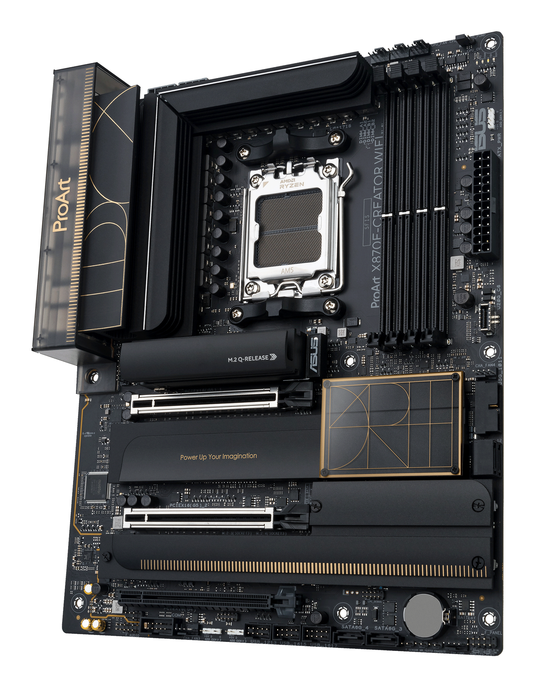Mainboard, AMD AM5, ATX-Format, Schwarz-gold, DDR5-Slots