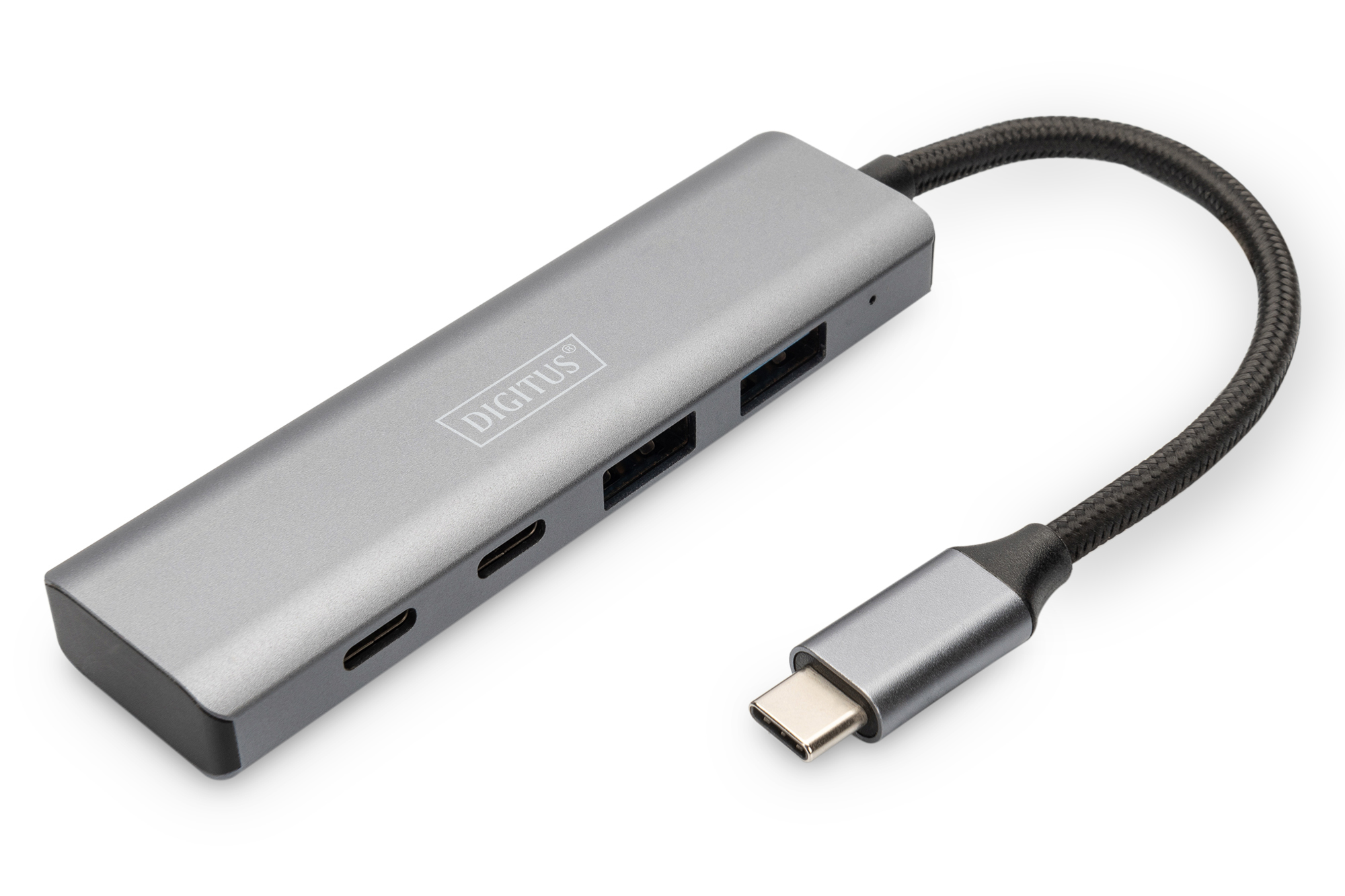 usb-c hub, multiport adapter, aluminum, silber, geflochtenes kabel