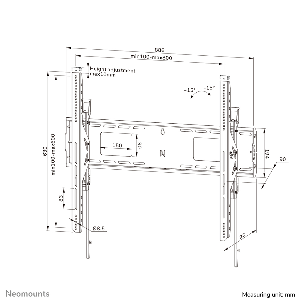 Neomounts LEVEL-750 Wandhalterung neigbar (VESA 800x600) WL30-750BL18