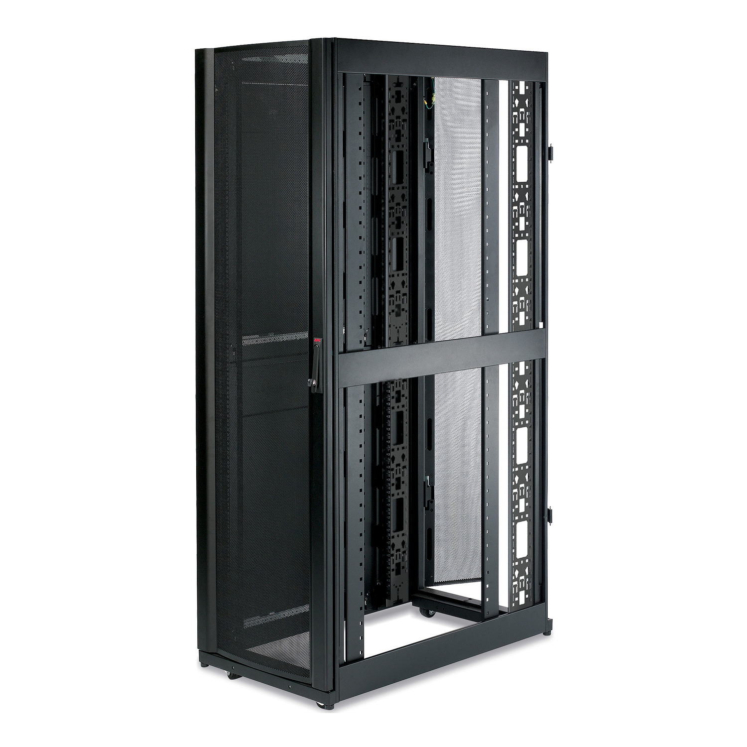 Serverrack, Netzwerkrack, Rackgehäuse, schwarzes Metall, Gehäuse mit Tür