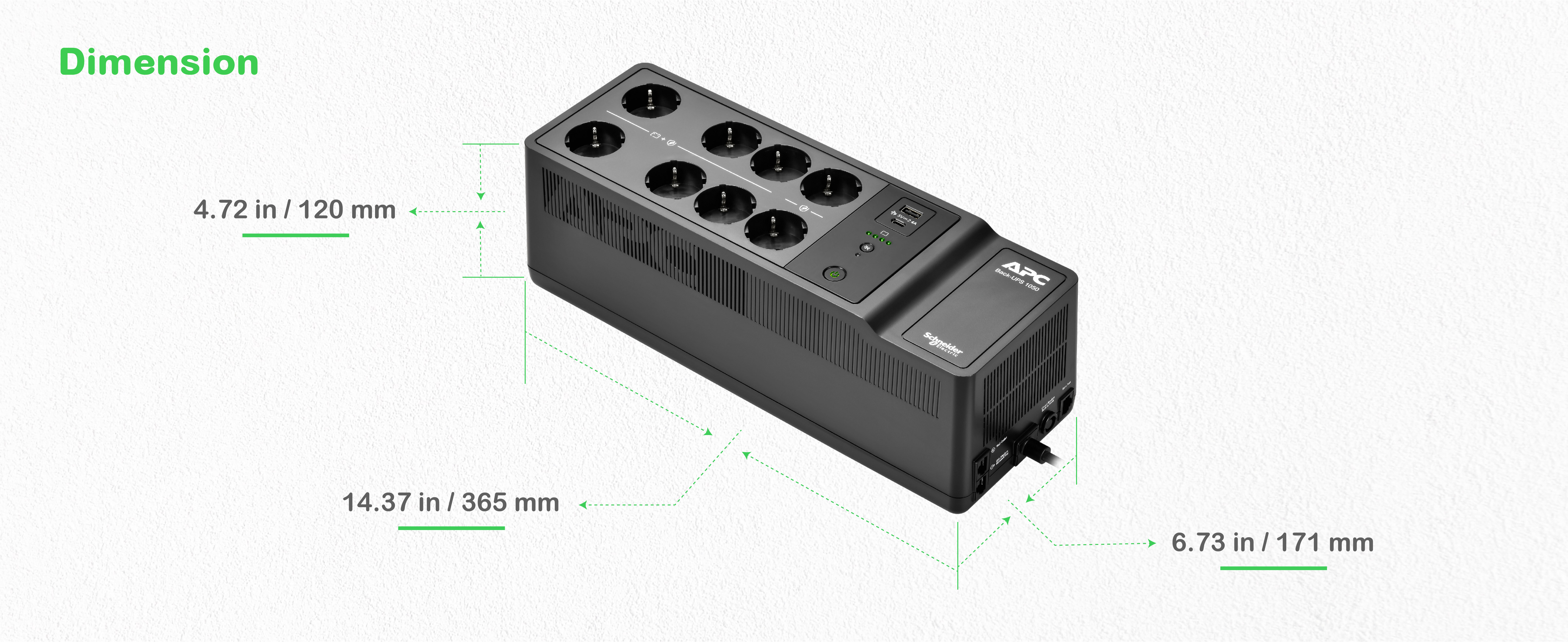 APC BE1050G2-GR Back-UPS 1050VA 8 schuko outlets