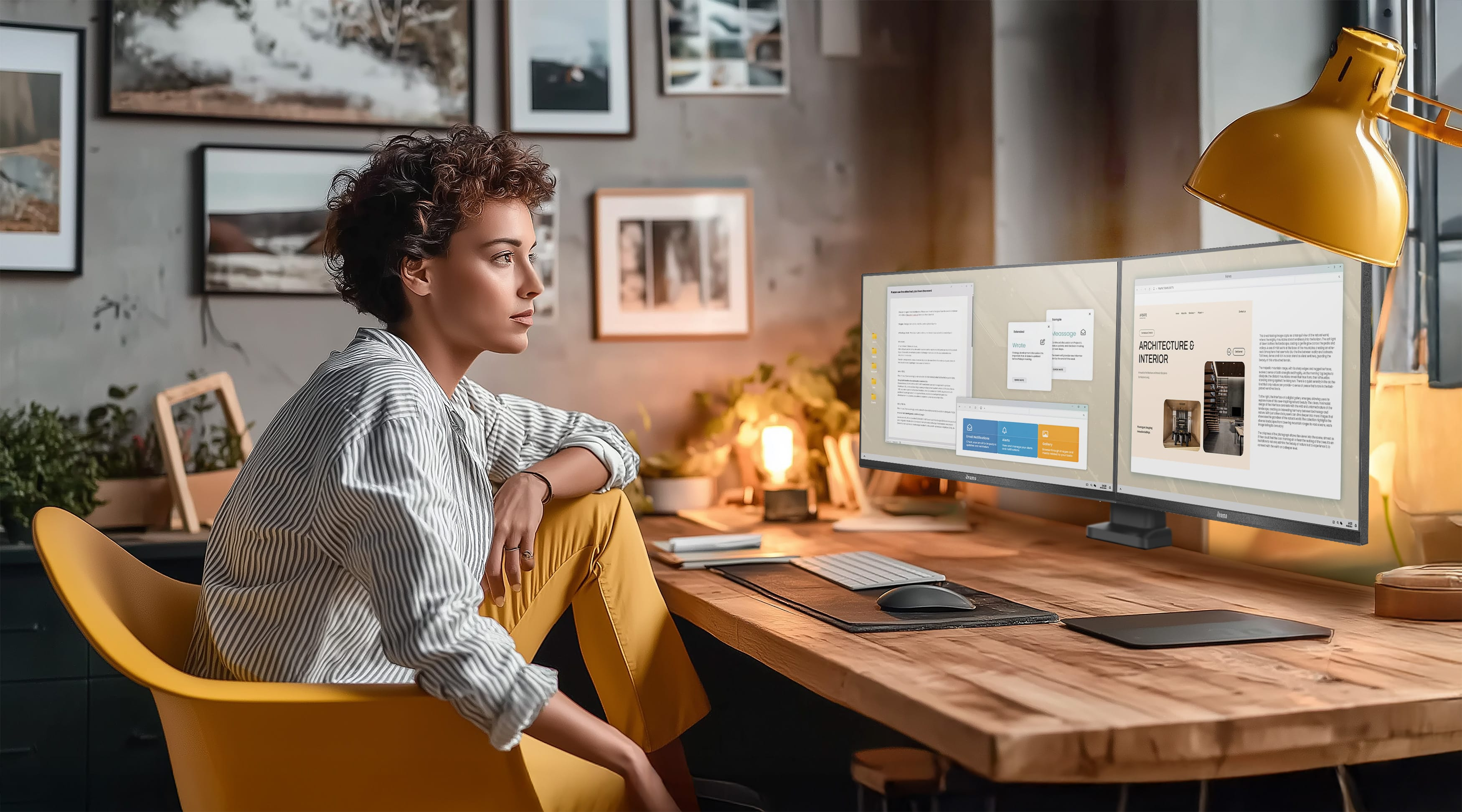 Person, Sitzen, Tisch, Überwachen, Computer-Tastatur