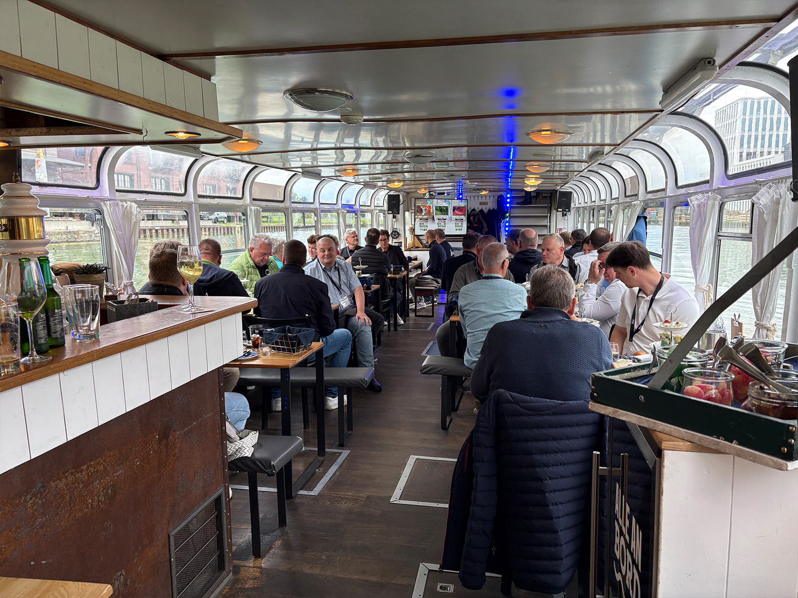 bootstepe, bootst, kabinenschiff, getränke, restaurant