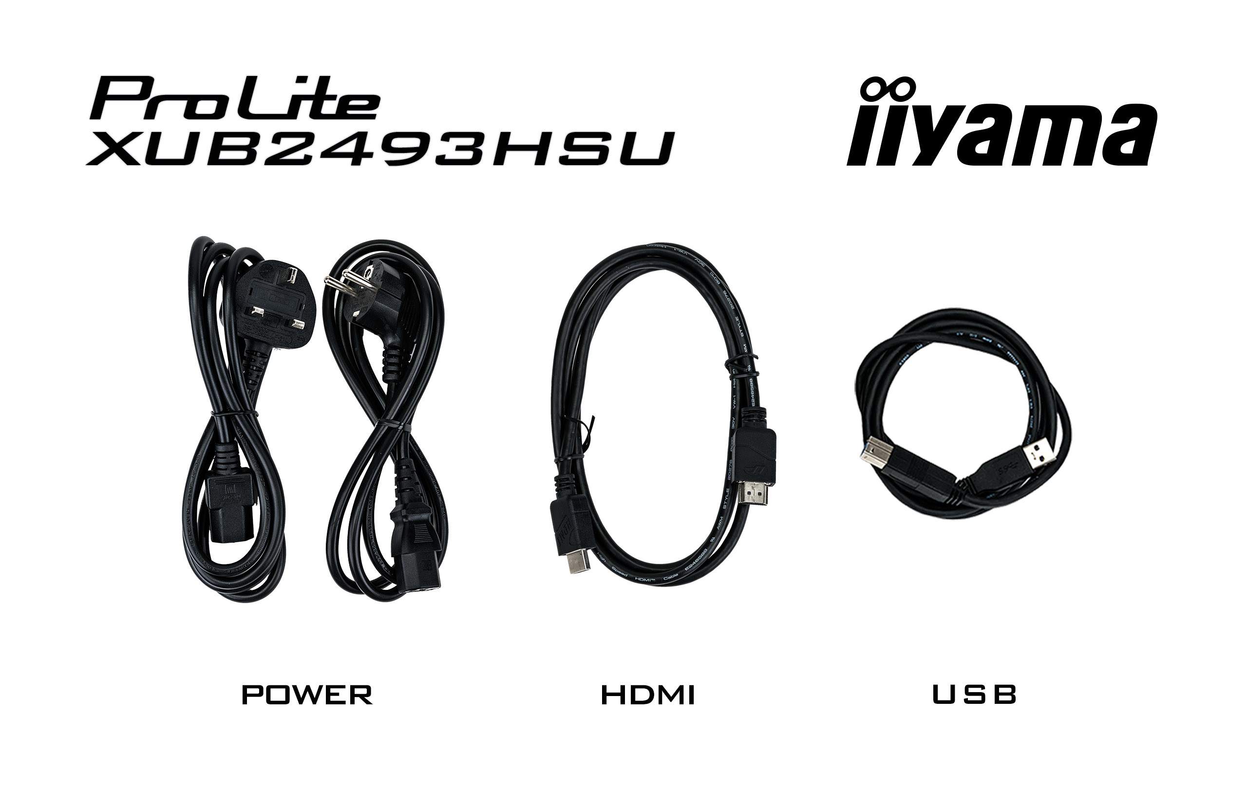 Kabel, Netzstrom, HDMI-Kabel, USB-Kabel, Anschlüsse