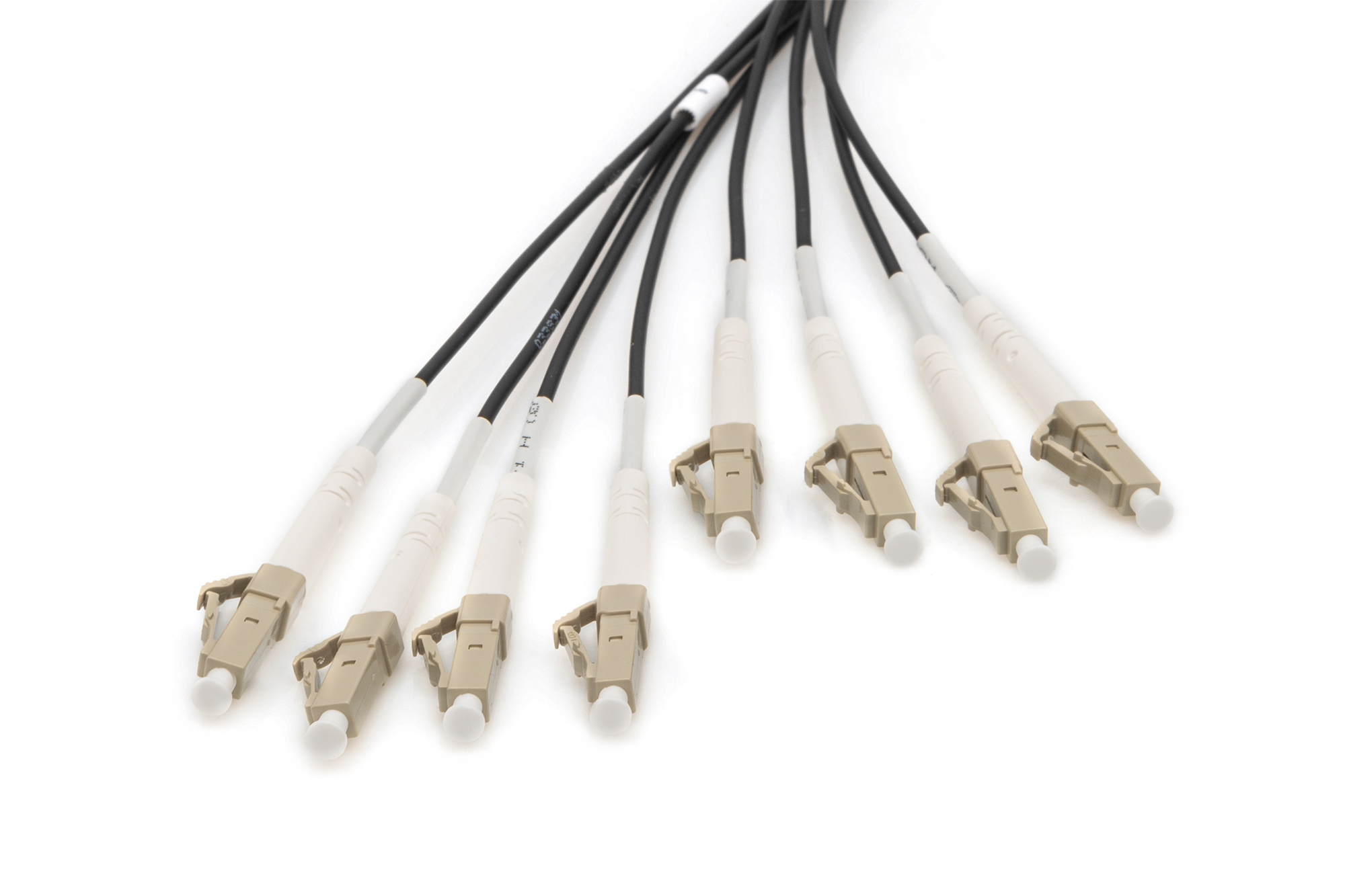 LWL-Sensor, Optischer Sensor, Faseroptik, Schwarze Kabel, Beige Mesh Connector