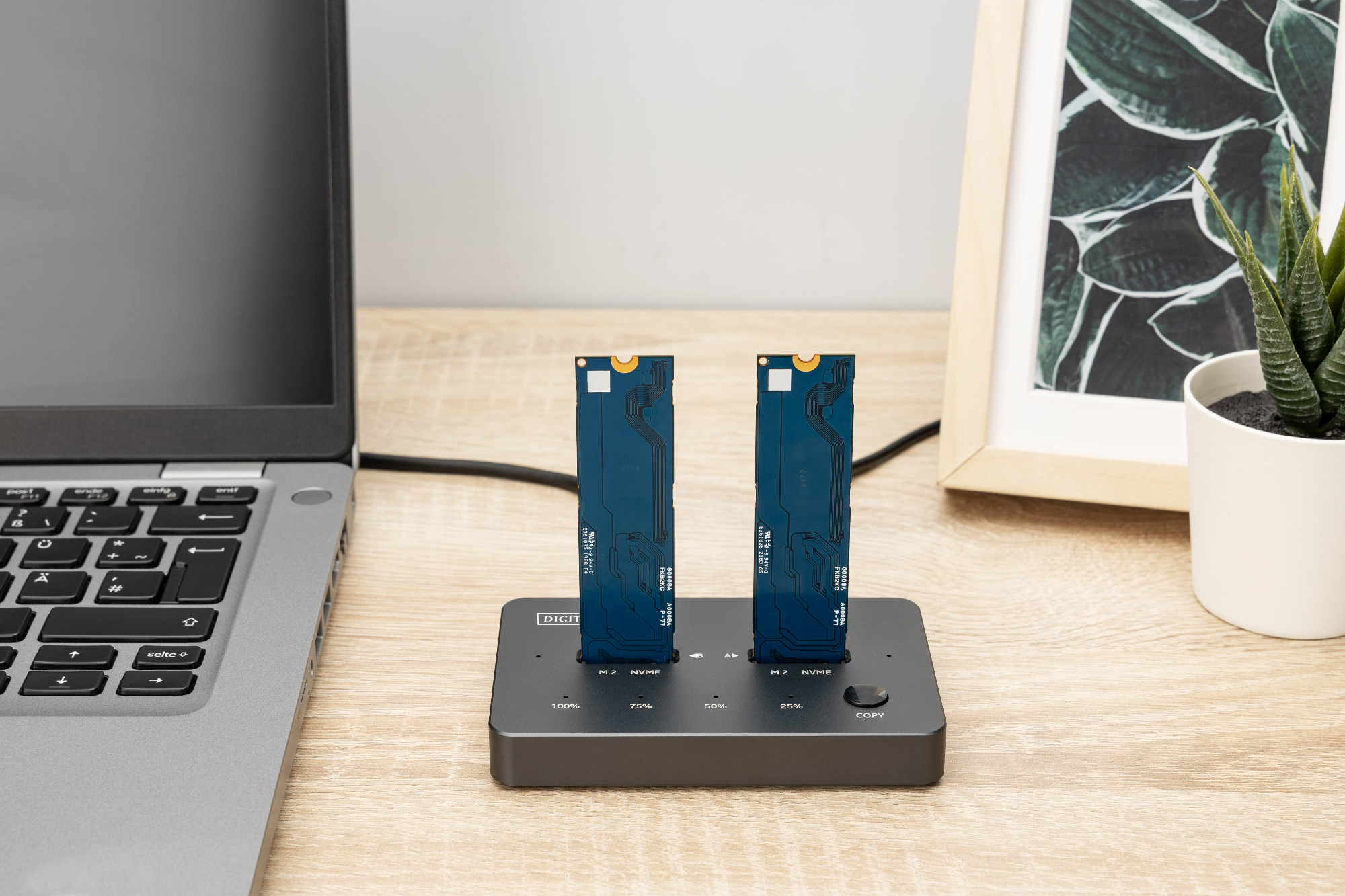 M.2 NVMe SSD, SSD Docking Station, Desktop storage, Dual SSDs, Blue PCB