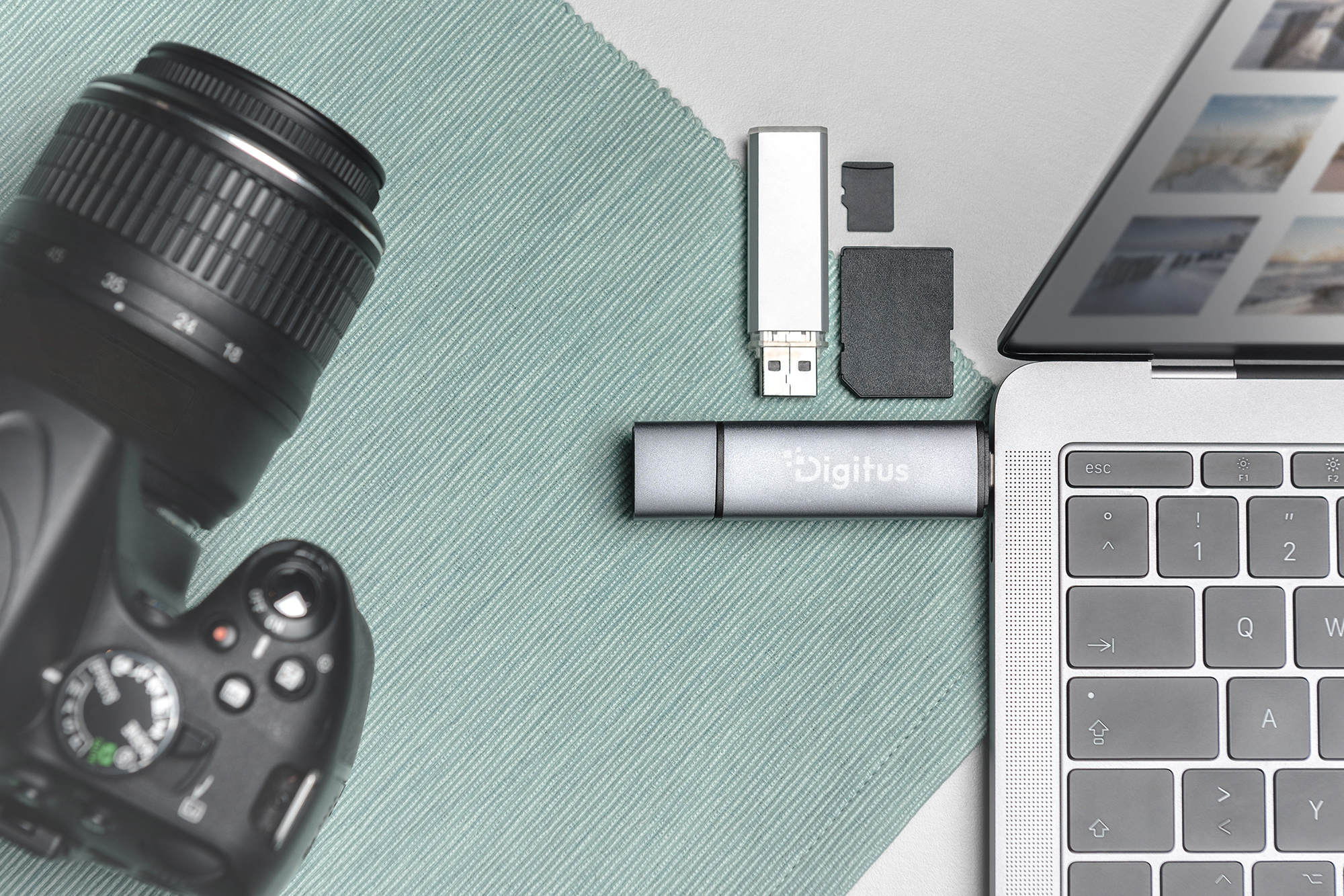 Kamera, USB-Stick, Speicherstick, SD-Adapter, Laptop
