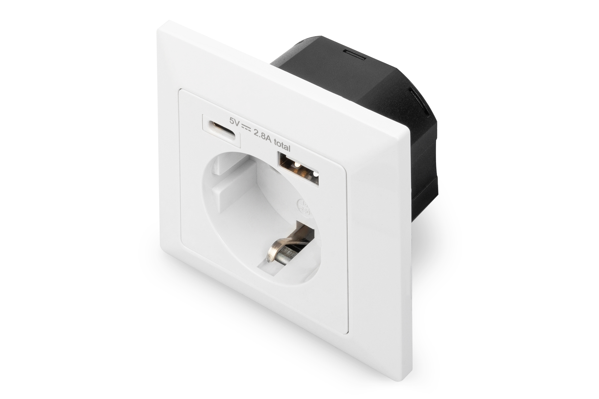 DIGITUS Sicherheits-Steckdose für Unterputzmontage mit 1 x USB Type-C™,  1 x USB A