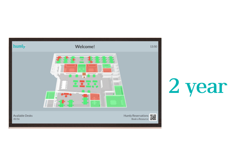 3D floor plan, Bürofl äche, Farbblöcke, Schreibtisch-Map, grünrot Akzente