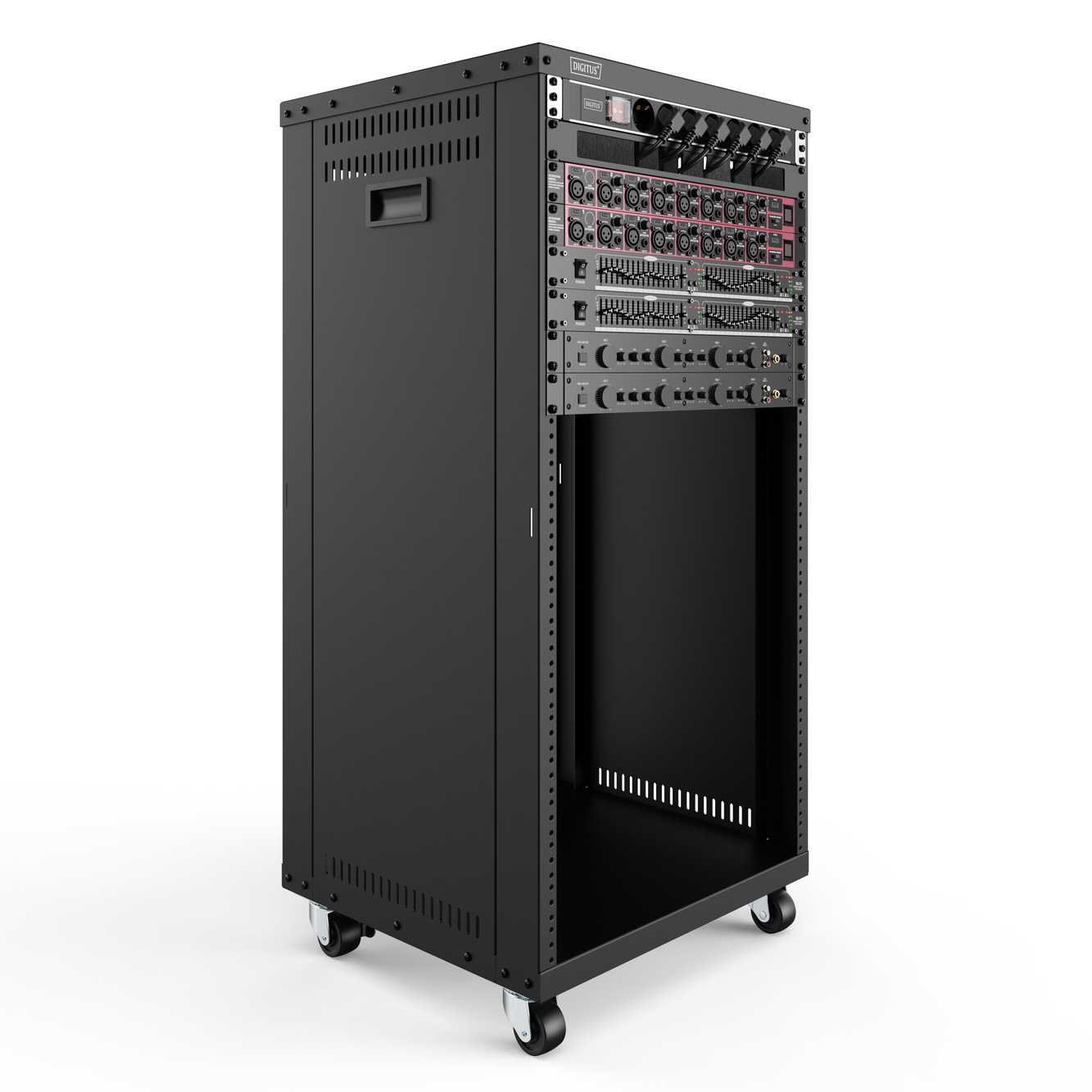 DIGITUS DN-48002 Universal 19-Zoll Equipment Rack mit Rollen, 21HE Elektronik, Hardware, Computer, Server