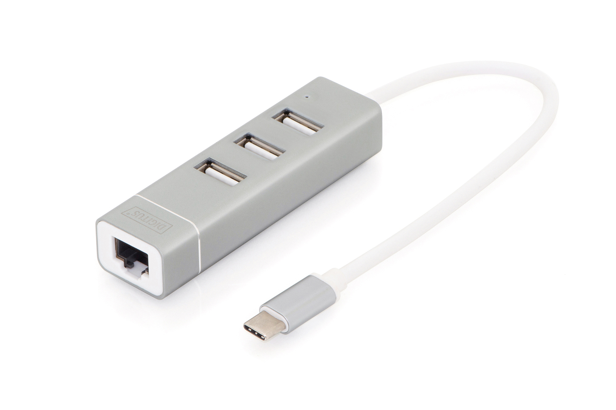 USB, USB-Hub, 4-Port, Metall, Grau