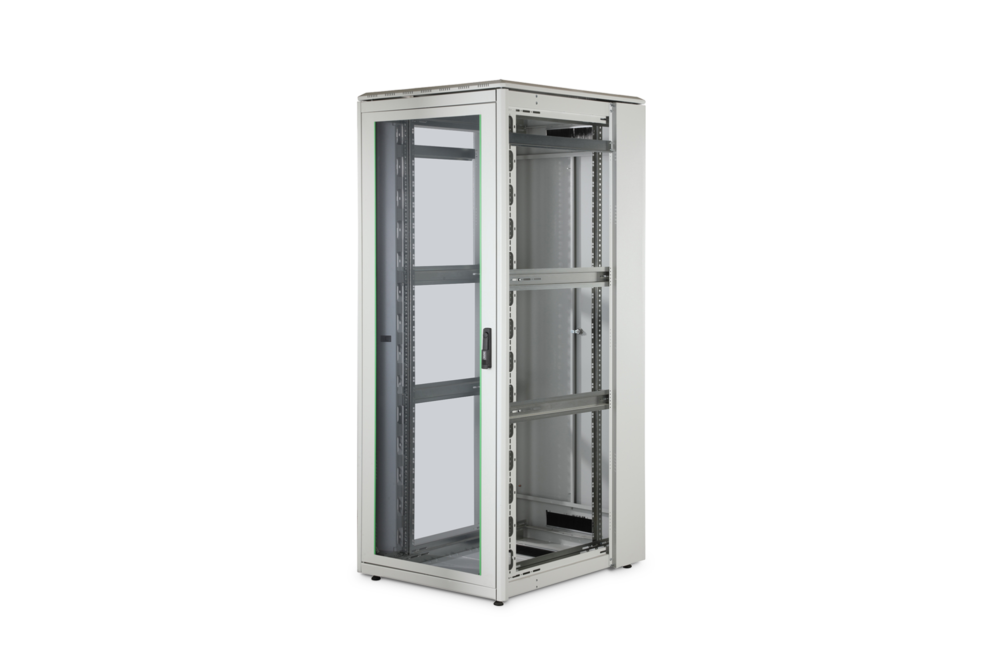 Serverrack, Gehäuse, Glas-Tür, Metallrahmen, vertikaler Rack