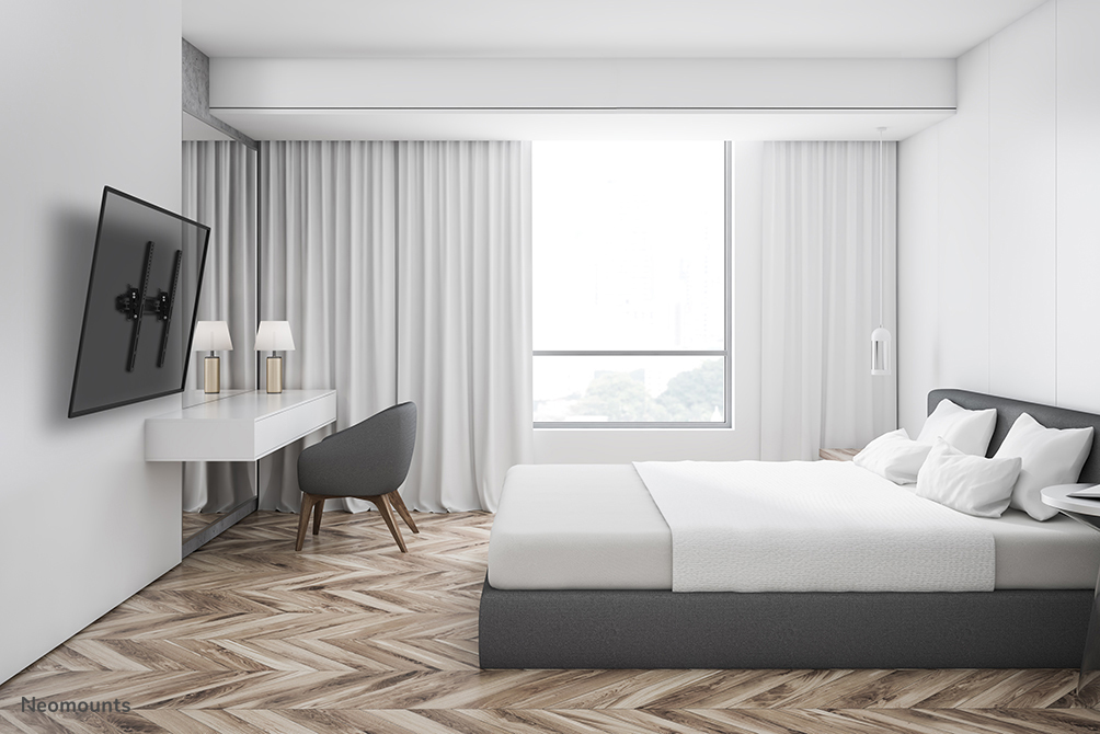 Schlafzimmer, Bett, Bettwäsche, Arbeitsbereich, Schreibtisch