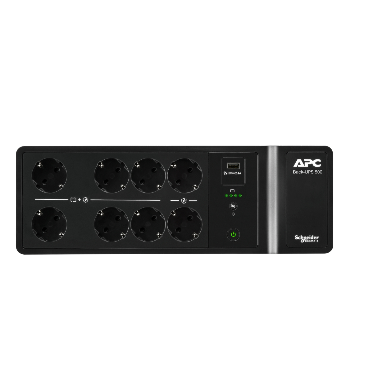 APC BE500G2-GR - APC Back-UPS, 500VA/300W Boden-/Wandmontage, 230V, 8x CEE 7/3 Schuko, USB Typ A