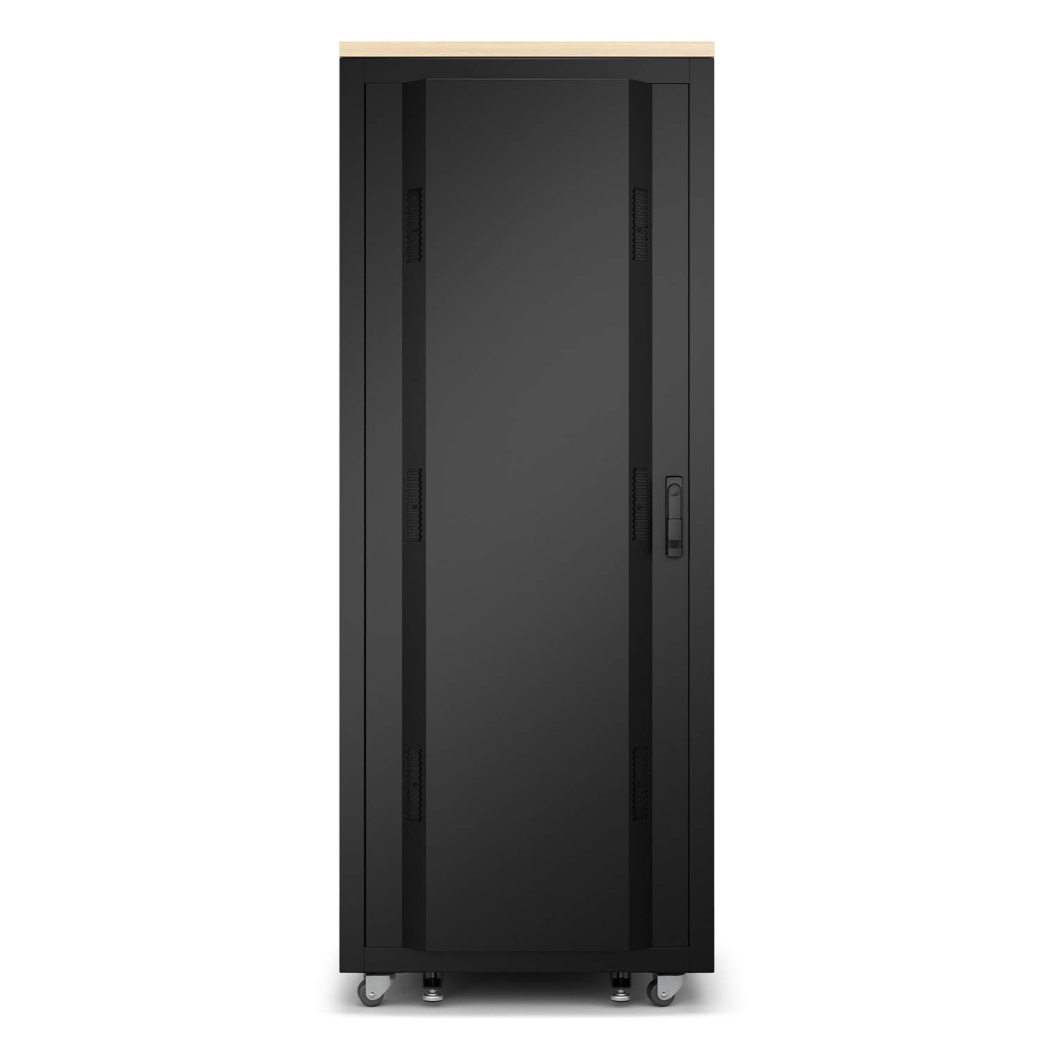 Serverrack, Schrank, Schwarz, Belüftung, Rollen