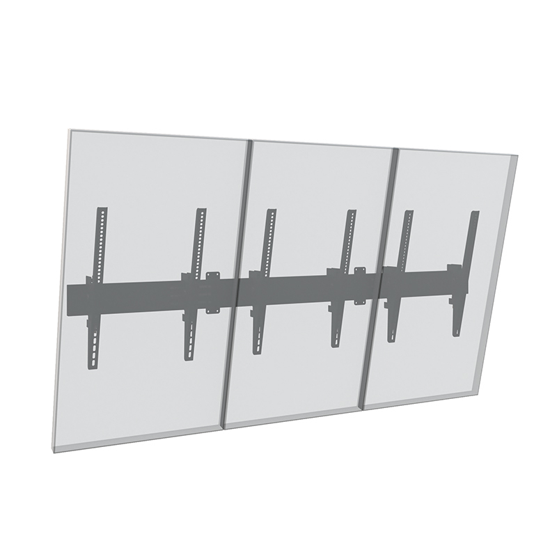 wandhalterung, tv-wall-mount, monitor-triple, glas-schienensystem, ausschnitt adjustable