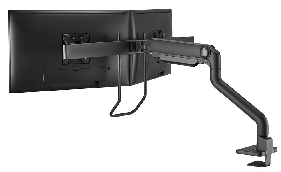 Neomounts Select Desk Mount double display crossbar topfix clamp