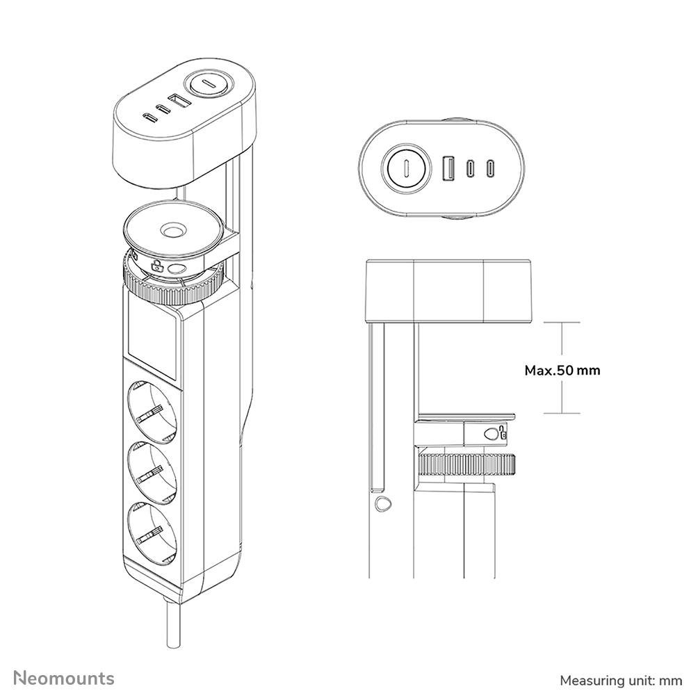 Neomounts Tischsteckdose DS22-840BL6