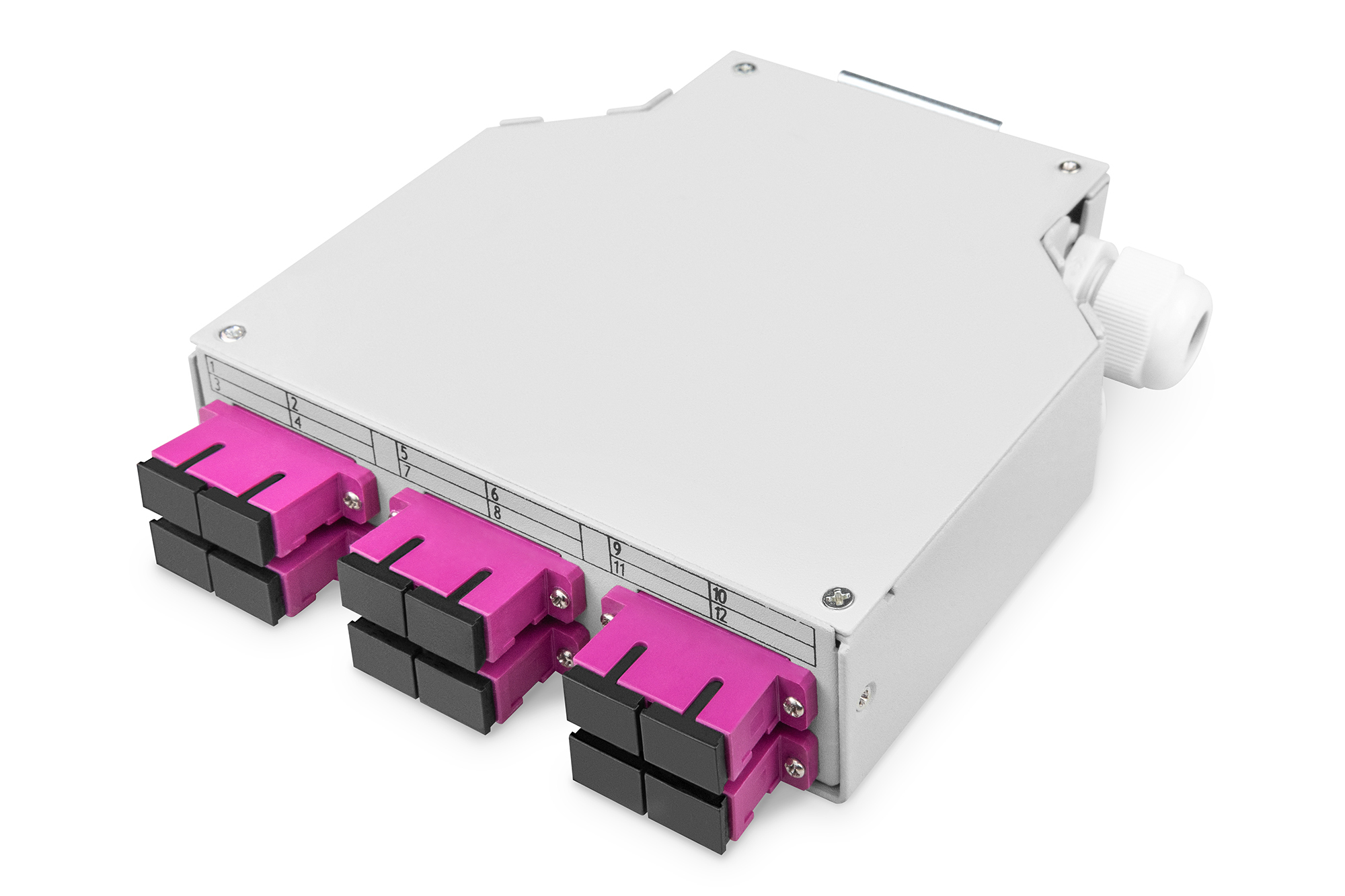 DIGITUS DN-963850-4 LWL-Hutschienenbox, MM-OM4, bestückt, mit SC-Adapter und Pigtail