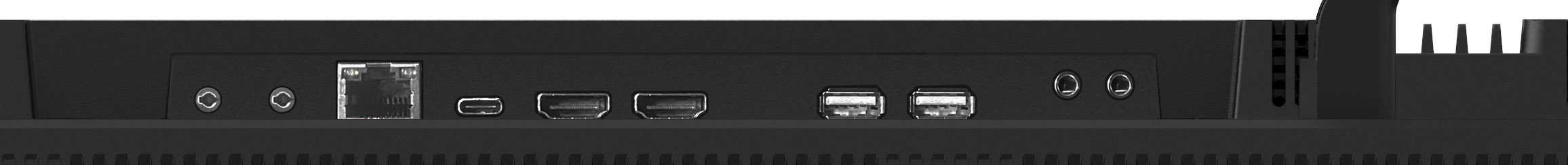 HDMI-Anschluss, Ethernet-Anschluss, USB-C, USB-A, Audioanschlüsse