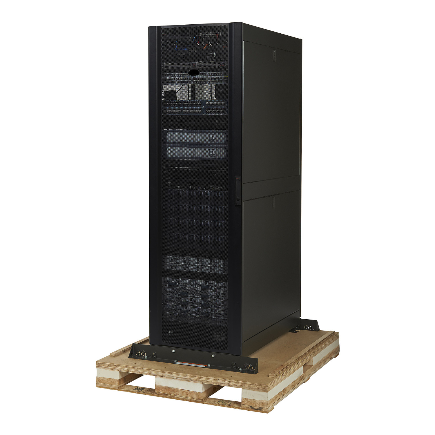 Serverrack, Turmserver, Schwarzes Gehäuse, Netzwerkgerät, Holzpallette