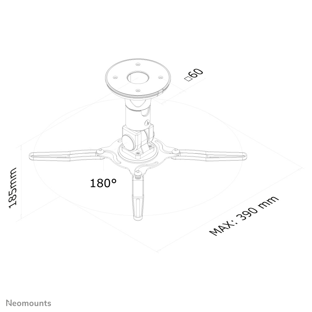 Neomounts Neomounts Projektor Deckenhalterung - Zimmerdecke - 10 kg - Schwarz - Manuell - 360 Grad  - 0 - 90 Grad 