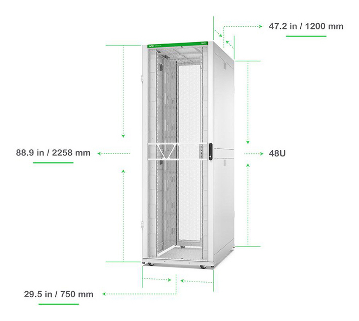 APC  NetShelter SX Gen 2, 48U Server Rack Enclosure 750mm x 1200mm w/ Sides White