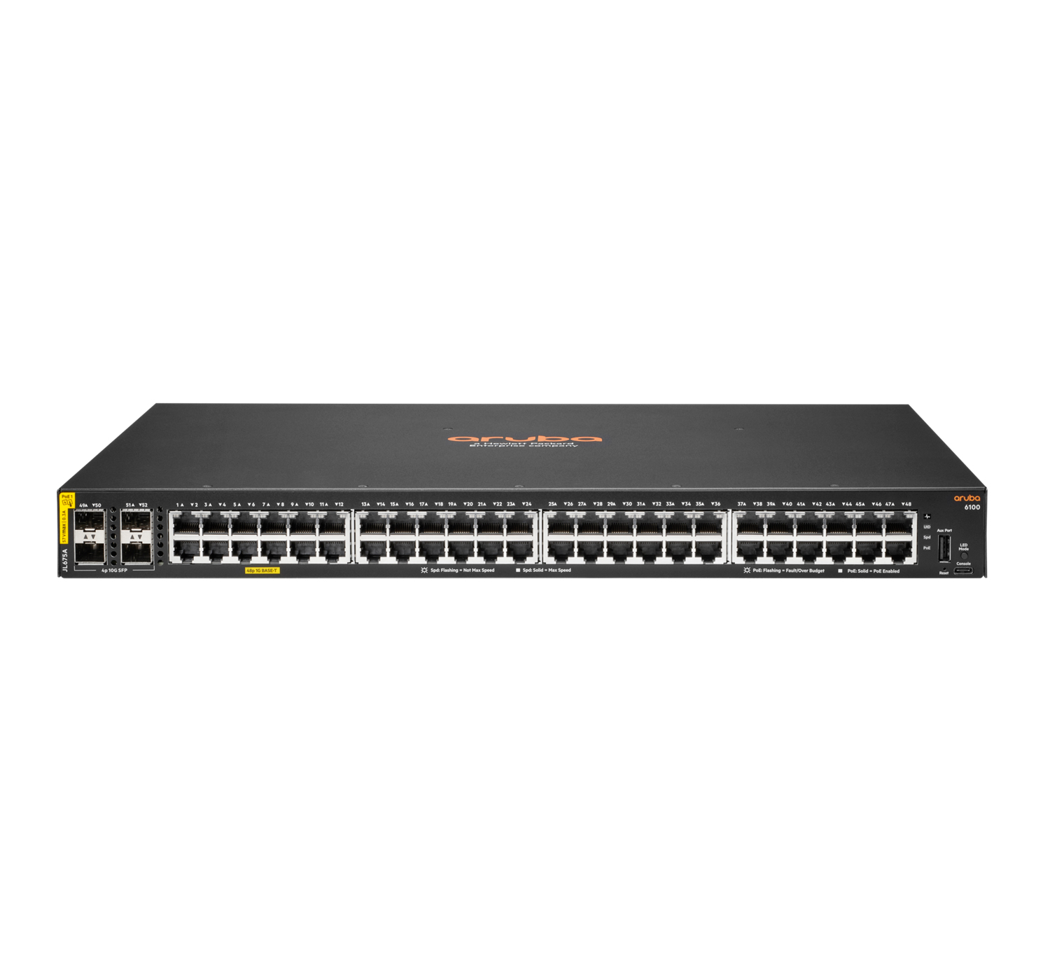 HPE Aruba Switch JL675A#ABB 6100 48G Class4 PoE 4SFP+ 370W, managed, 48 x 10/100/1000 (PoE+) Elektronik, Hardware, Computerausrüstung