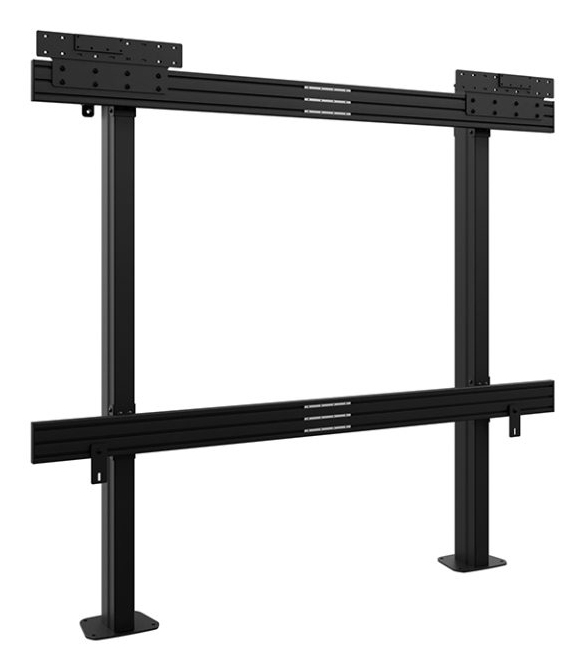 Monitorhalterung, Metallgestell, schwarz, Doppelquerträger, Bodenmontage