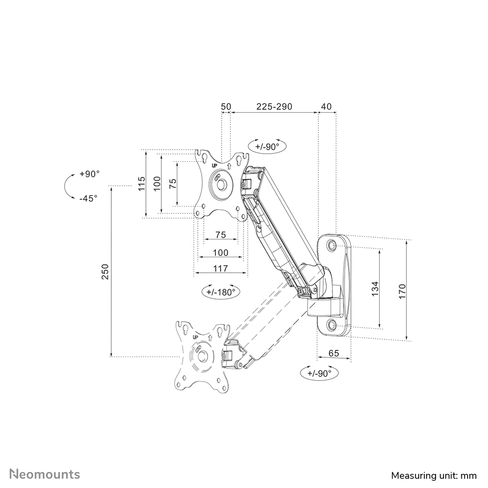 Neomounts TV/Monitor-Wandhalterung - Schrauben - 9 kg - 43,2 cm (17") - 81,3 cm (32") - 100 x 100 mm - Schwarz