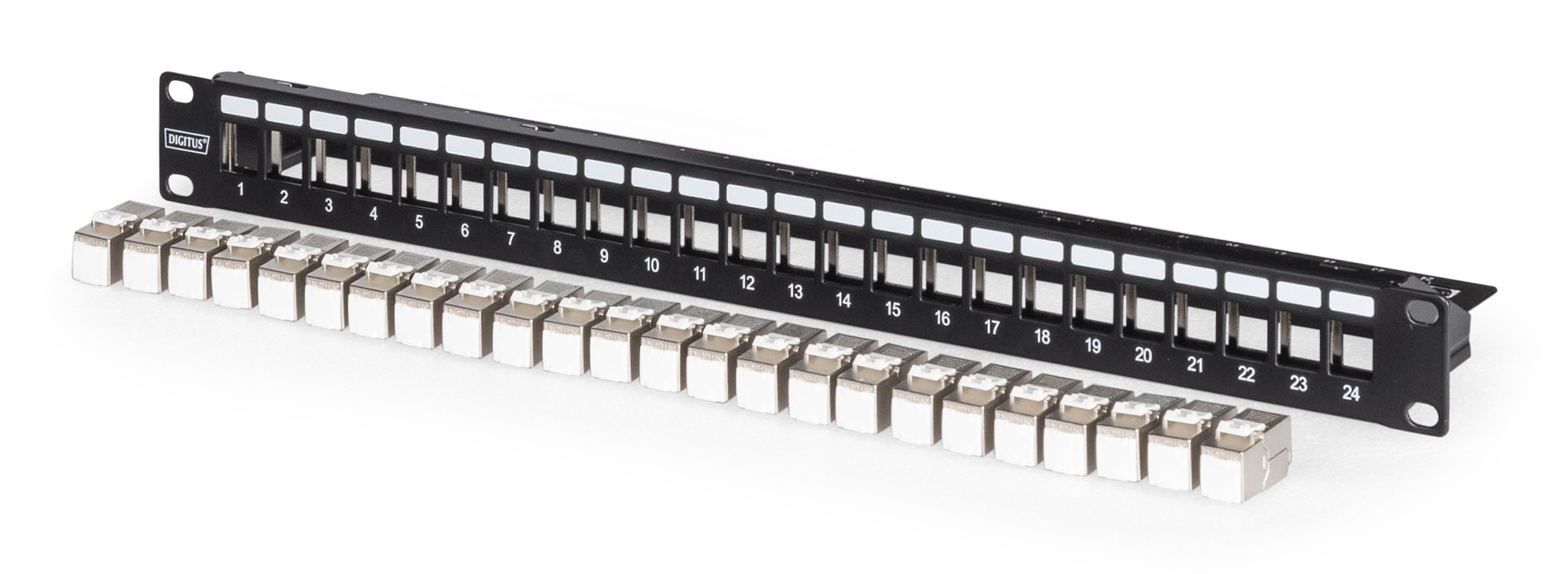 Patchpanel, Buchsenleiste, 24-Port Panel, Schalttafel, Module-Reihenklemme
